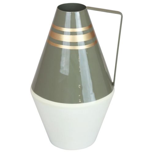 Floristik21 Vase Metall Henkel Grau/Creme/Gold Vintage Ø19cm H31cm