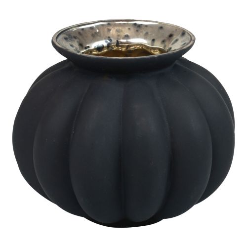 Floristik21 Vase Schwarz Glasvase bauchig Dekovase Glas Ø11cm H9cm