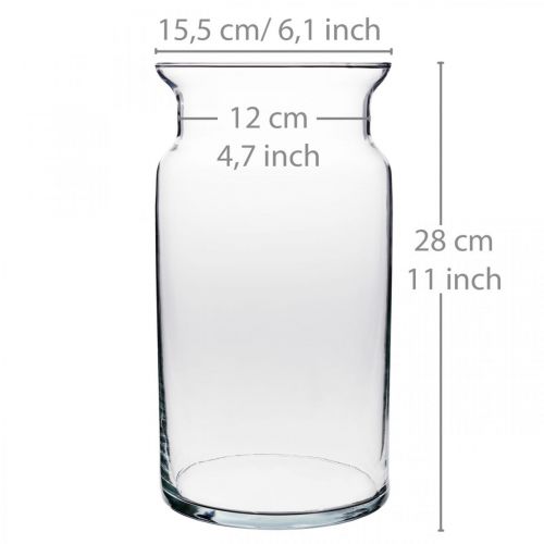 Vase aus Glas, Dekovase, Kerzenglas Ø15,5cm H28cm
