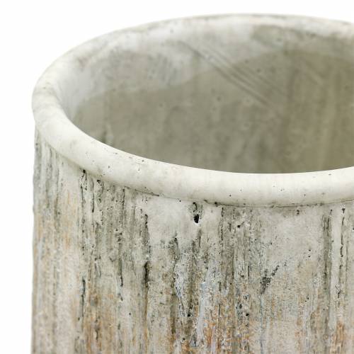 Floristik21 Übertopf Vase Beton Holzdesign Ø15cm