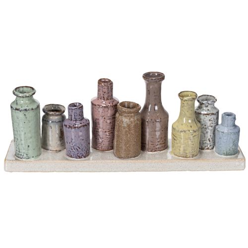 Artikel Keramikvasen Set auf Holzständer 30cm – Dekorative Wohnaccessoires im Vintage-Look