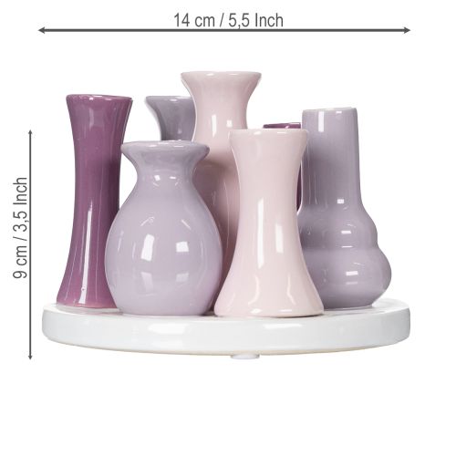 Artikel Keramikvasen Set Rosa Lila Rund Pastell 9x14cm Deko Wohnzimmer Tischdeko