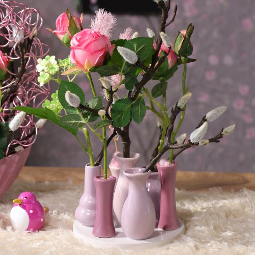 Artikel Keramikvasen Set Rosa Lila Rund Pastell 9x14cm Deko Wohnzimmer Tischdeko