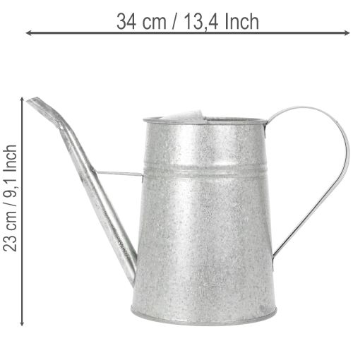 Verzinkte Deko Gießkanne Metall Grau Vintage-Look 1,7L H23cm für stilvolle Blumendeko & Pflanzgefäß | Floristik21.de