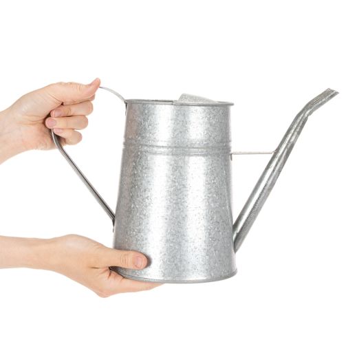 Verzinkte Deko Gießkanne Metall Grau Vintage-Look 1,7L H23cm für stilvolle Blumendeko & Pflanzgefäß | Floristik21.de