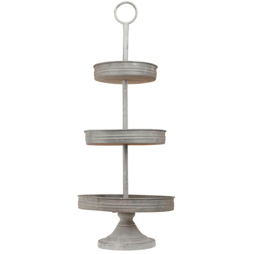 Artikel Vintage Etagere Metall Grau 3-stöckig Ø30,5cm H78cm