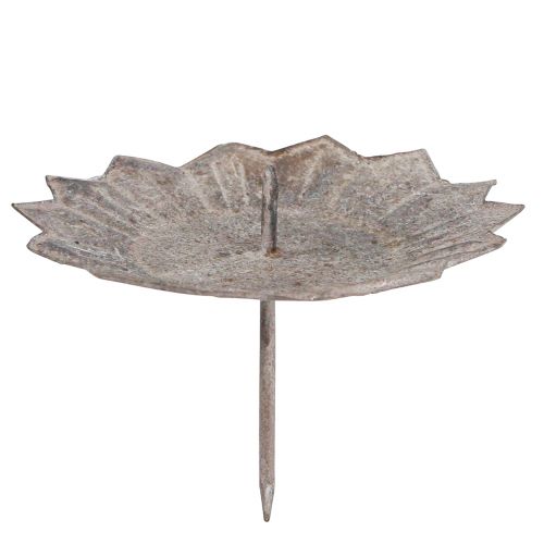 Floristik21 Vintage Kerzenhalter Grau zum Stecken Ø11cm H8,5cm 4er Set