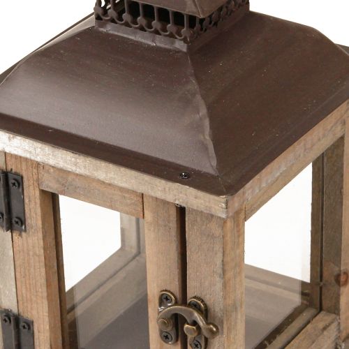 Floristik21 Vintage Laterne Dunkelbraun Holzlaterne 15×15cm H26cm