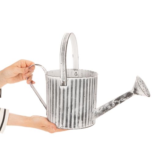 Vintage-Pflanzkanne Ø17cm, Deko Gießkanne, Metall Übertopf Shabby Chic | Floristik21.de