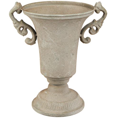Artikel Vintage Pokal Grau Metall Pokal mit Henkel H22,5cm
