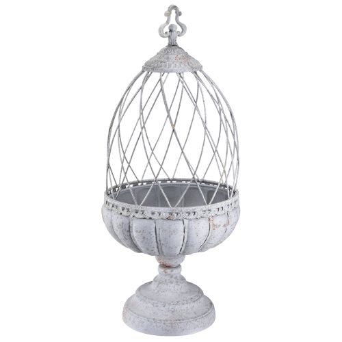 Artikel Vintage Pokalschale Metall Deko Grau Vogelkäfig 26×61cm