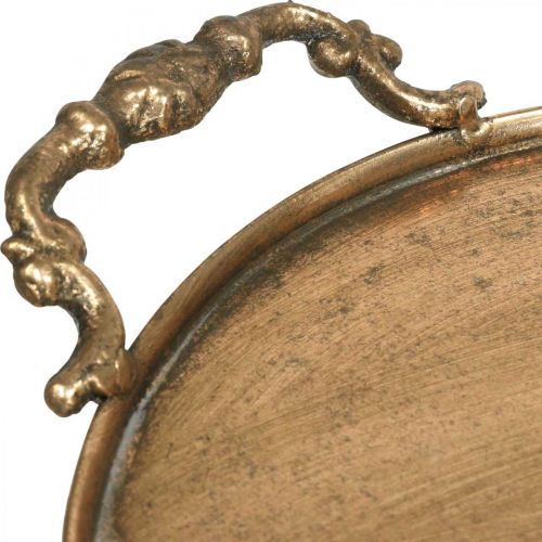 Floristik21 Vintage-Tablett, Deko-Tablett Golden, Kerzentablett H2cm Ø25/21cm 2er-Set