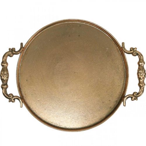 Floristik21 Vintage-Tablett, Deko-Tablett Golden, Kerzentablett H2cm Ø25/21cm 2er-Set