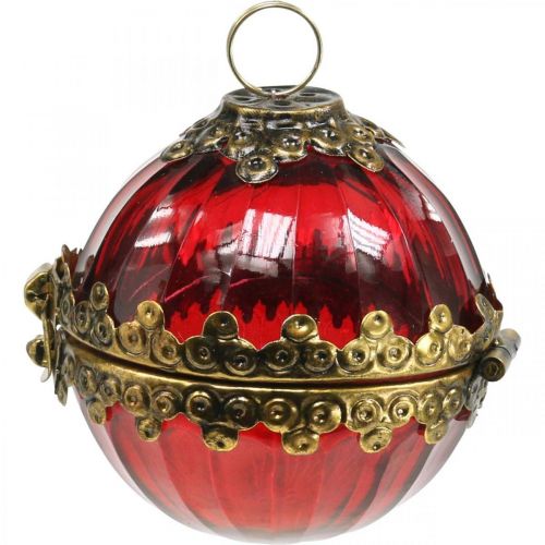 Floristik21 Vintage Weihnachtskugel zum Aufklappen Glas Rot Golden Ø8cm 2er-Set