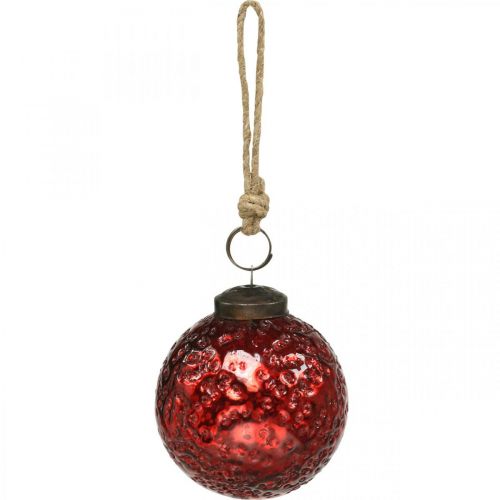 Floristik21 Vintage Weihnachtskugeln Glas Christbaumkugeln Rot Ø8cm 4St