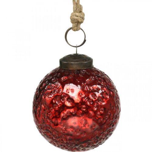 Floristik21 Vintage Weihnachtskugeln Glas Christbaumkugeln Rot Ø8cm 4St