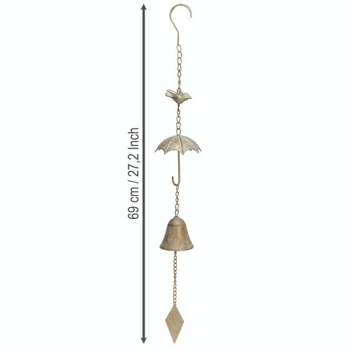 Artikel Vintage Windspiel Metall mit Schirm Glocke 70cm - Garten Deko Highlight