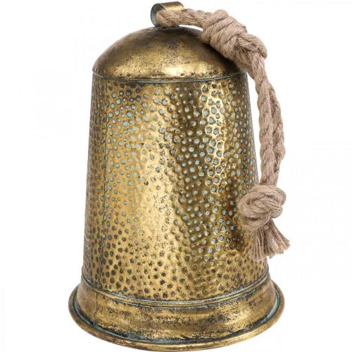 Floristik21 Deko Glocke Metall Messing Fingerhut Vintage Ø25cm H34cm