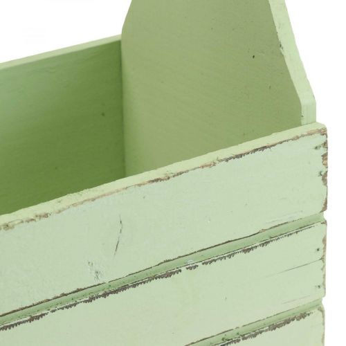 Floristik21 Vintage Blumenkasten Holz Pflanzkasten Grün 28×14×31cm