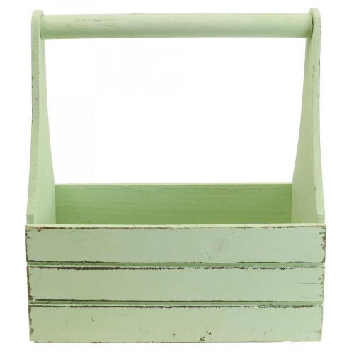 Floristik21 Vintage Blumenkasten Holz Pflanzkasten Grün 28×14×31cm