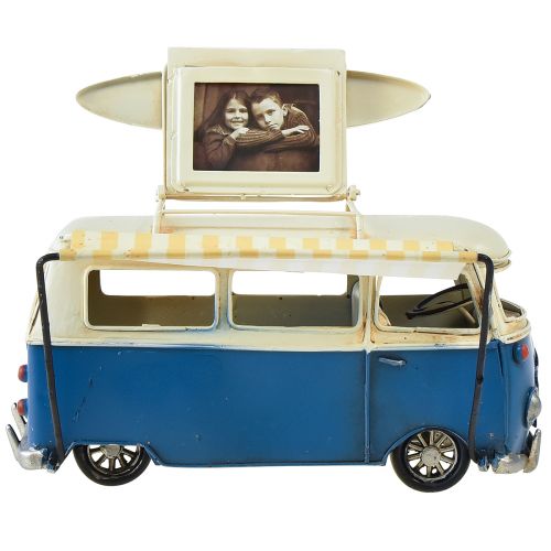 Floristik21 Vintage Tischdeko Deko Bus Metall mit Bilderrahmen 20×15×13,5cm