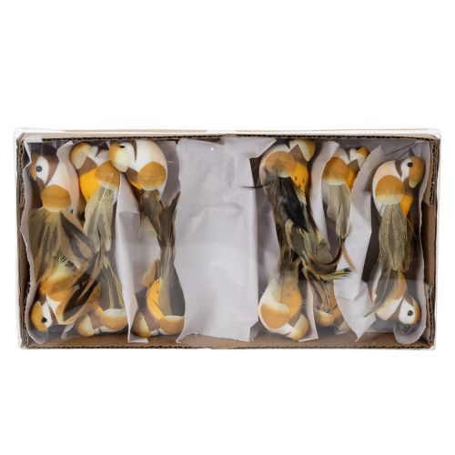 Artikel Vogeldekoration Gelb mit Drahtstecker 10 cm - 12er Set zur Tisch- und Blumendekoration