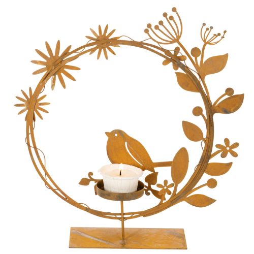 Vogel Deko Blumen Teelichthalter Rost Optik 24×27×6cm | Floristik21.de