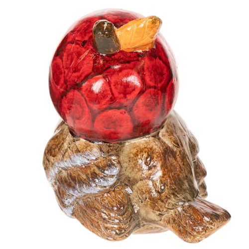 Dekofigur Vogel Keramik 13cm mit roter Apfel-Mütze | Floristik21.de