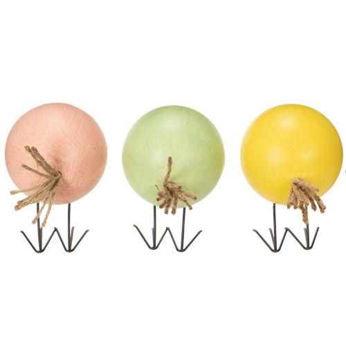 Artikel Küken Dekofiguren aus Holz und Metall in Pastellfarben, 9,5 cm, 3er Set