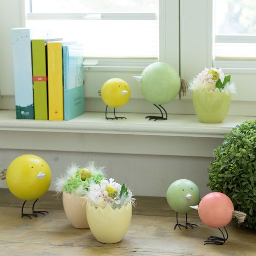 Artikel Küken Dekofiguren aus Holz und Metall in Pastellfarben, 9,5 cm, 3er Set
