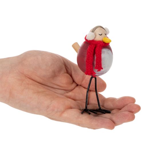 Deko Vogel-Figuren Set Holz Metall 11 cm Rot Weiß Schwarz Wintermotiv 4 Stück | Floristik21.de