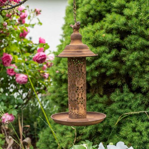 Floristik21 Vogel Futterstation zum Hängen in Rost-Optik Ø20cm H36cm