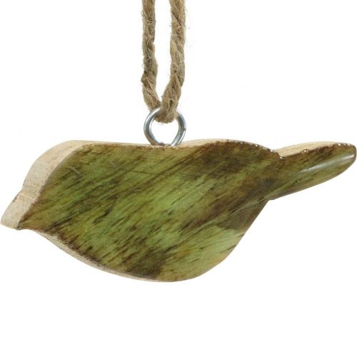 Floristik21 Vögel zum Hängen, Frühlingsdeko, Holzhänger Natur, Grün H4cm 6 St