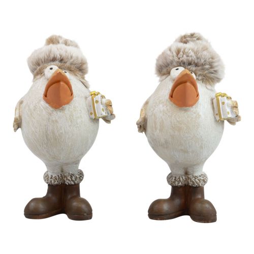Artikel Weihnachtsfiguren Vogel mit Mütze Beige 11,5x8x14cm 2St