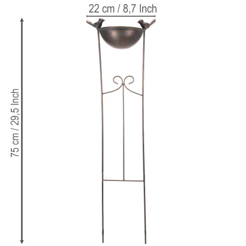 Artikel Deko Vogelbad aus Metall mit Blumenschale und Rankhilfe, 75 cm hoch, für Garten und Außenbereich
