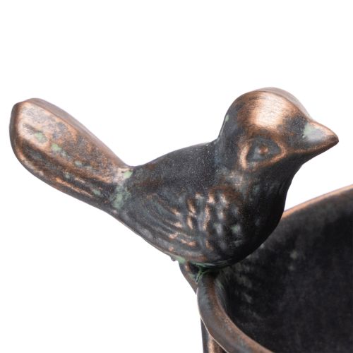 Artikel Deko Vogelbad aus Metall mit Blumenschale und Rankhilfe, 75 cm hoch, für Garten und Außenbereich