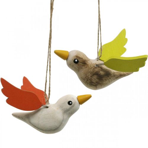 Floristik21 Deko Vögel Holz zum Aufhängen Vogel Frühlingsdeko 10,5cm 6St