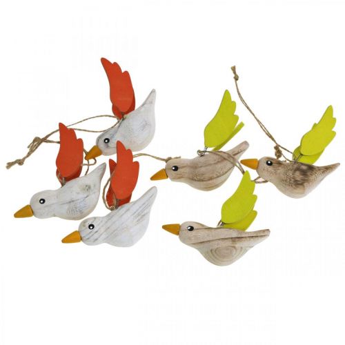 Floristik21 Deko Vögel Holz zum Aufhängen Vogel Frühlingsdeko 10,5cm 6St