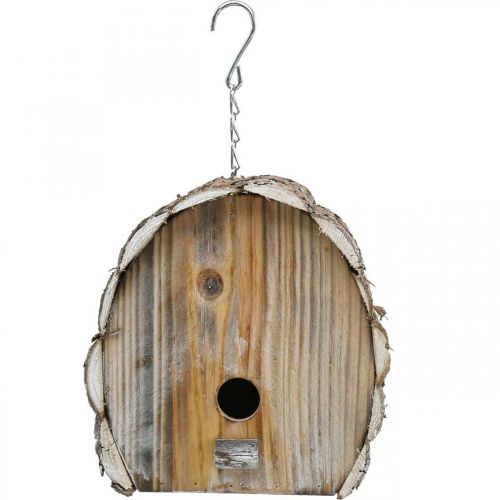 Floristik21 Deko-Nistkasten, Vogelhaus aus Holz, Gartendeko Natur, Weiß gewaschen H22cm B21cm