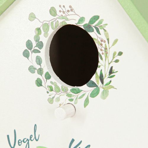 Artikel Vogelhaus aus Holz mit floralem Vintage-Design, 21cm hoch, mintgrünes Dach