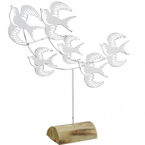 Schwalben, Tischschmuck, Vogeldeko zum Stellen Weiß, Naturfarben Shabby Chic H33,5cm B32,5cm