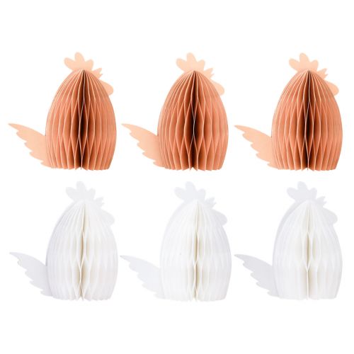 Floristik21 Waben Hühner Tischdeko Ostern Weiß Orange 11×6,5×12cm 6St