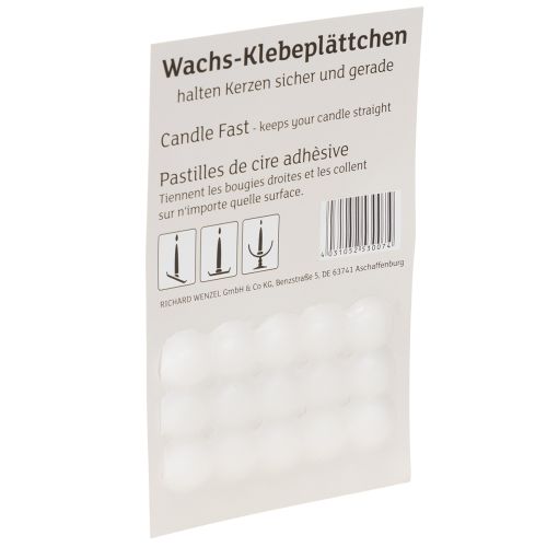 Floristik21 Wachsklebeplättchen für Kerzen Klebeplättchen Weiß 15 St