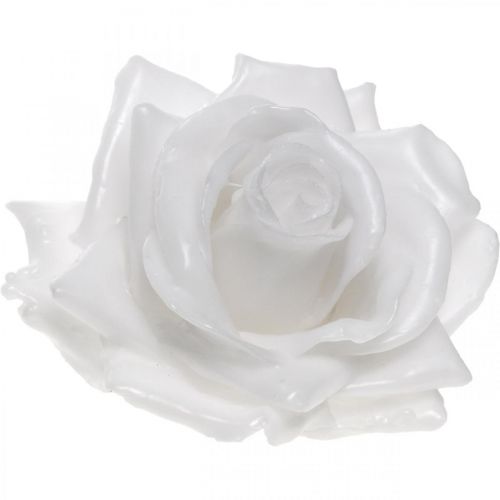 Floristik21 Wachsrose Weiß Ø10cm Gewachste Kunstblume 6St
