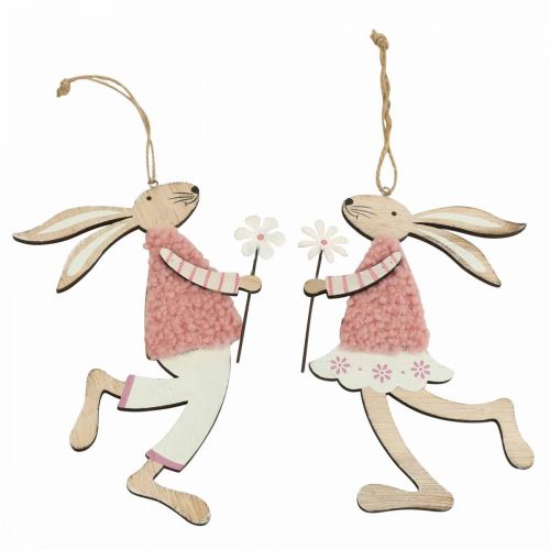 Artikel Wanddeko Osterhase zum Aufhängen Holz Rosa 14×19,5cm 4 St