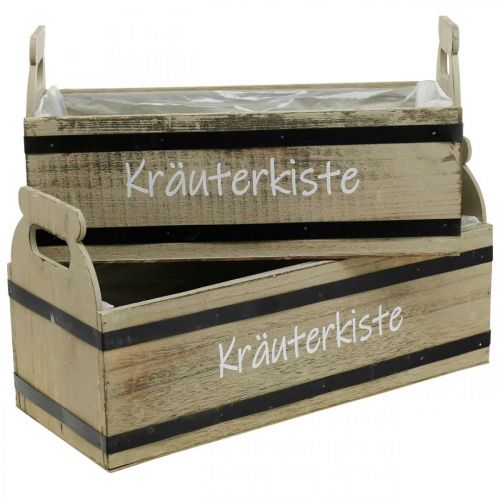 Kräuterkiste als Set aus Holz 41x21x17/36,5x19x13cm