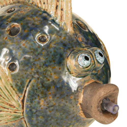 Artikel Wasserspeier Keramik Figur Fisch Blau Braun 20×11×13,5cm - Maritim Dekoration