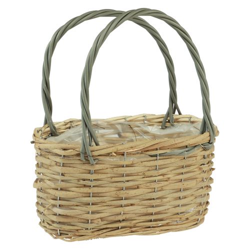 Floristik21 Weidenkorb Pflanztasche Korb Natur Grau 26,5x14x30cm