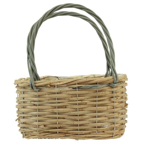 Floristik21 Weidenkorb Pflanztasche Korb Natur Grau 26,5x14x30cm