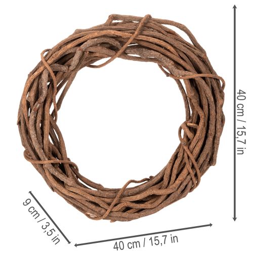 Weidenkranz Natur 40 cm rund aus Weidenholz für Floristik und Dekoration | Floristik21.de